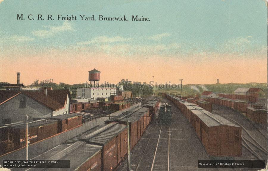 Postcard: Maine Central Railroad Freight Yard, Brunswick, Maine